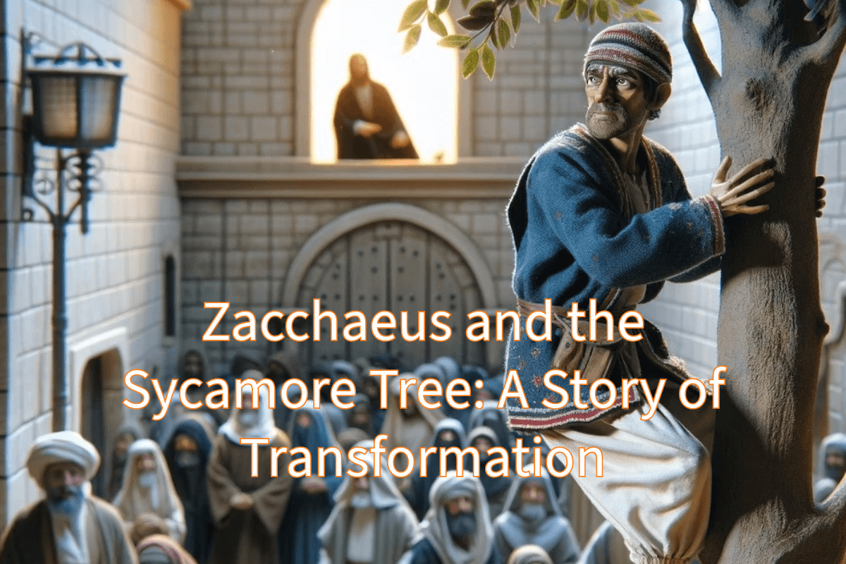 Zacchaeus Is in the Sycamore Trying to hear what Christ is saying